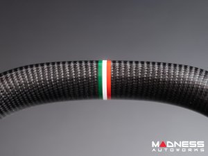 Alfa Romeo Stelvio Custom Steering Wheel - Carbon Fiber - Flat Top/ Flat Bottom - w/ Italian Stripe - QV Models - Perforated Leather 